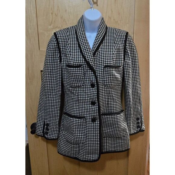Vintage Bergdorf Goodman Womens Houndstooth Blazer Jacket Size 6 - Picture 1 of 7
